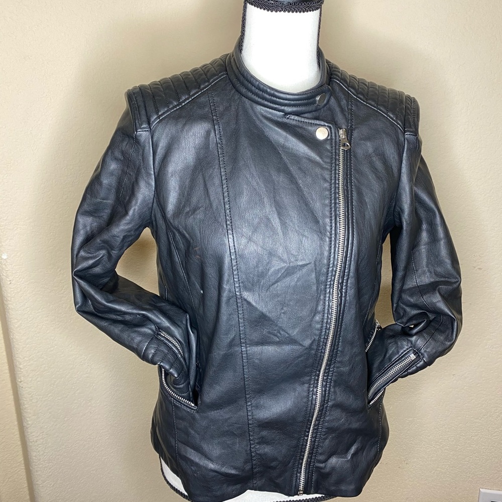 H&M black faux leather jacket